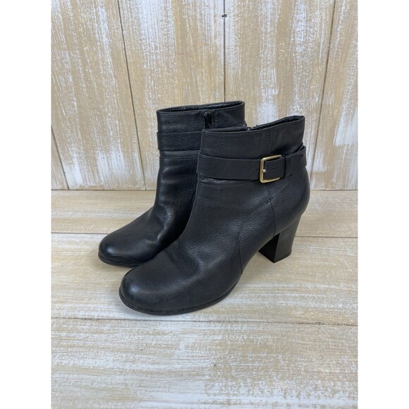 Cole Haan Rhinecliff Black Pebbled Leather Bootie Women’s 7.5 Ankle Boot Heel - Picture 3 of 12